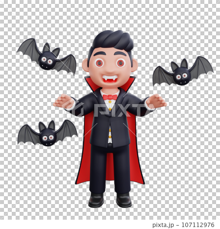3d cute Vampire doing scary trick halloween design 107112976
