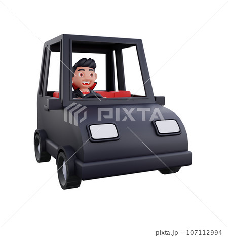 3d cute Vampire driving car halloween design 3d cute Vampire driving car halloween design 107112994