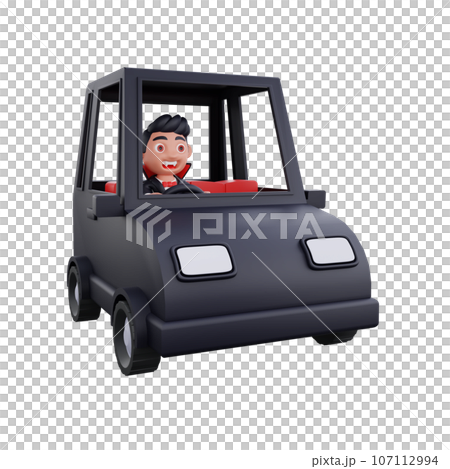 3d cute Vampire driving car halloween design 3d cute Vampire driving car halloween design 107112994