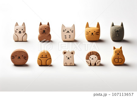 コルク調の可愛いい動物のアイコン（3Dピクト） 107113657