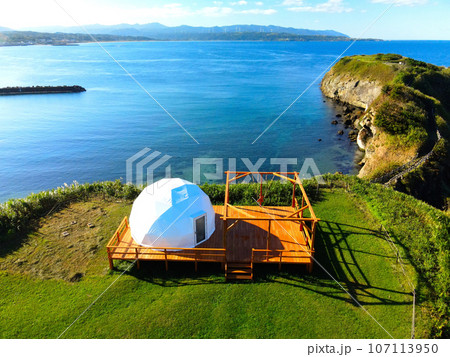 秋の北海道江差町鴎島でグランピング施設の風景を撮影 秋の北海道江差町鴎島でグランピング施設の風景を撮影 107113950