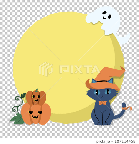 Halloween day moon, cat, ghost and pumpkin background Halloween day moon, cat, ghost and pumpkin background 107114459