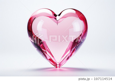 ピンクの透明なガラスのハート Generative aiのイラスト素材