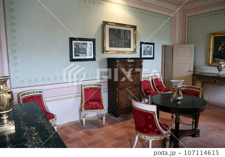 Interior view of Palazzina Dei Mulini, Napoleon and his sister's residence in Portoferraio, Province of Livorno, on the island Elba, Italy 107114615