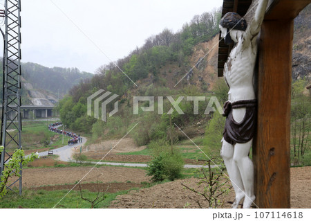 Roadside Crucifix in Zagorje region, Croatia 107114618