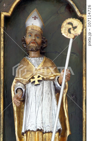 St. Blaise, statue on the high altar at St. Peter's Parish Church in Sveti Peter Mreznicki, Croatia St. Blaise, statue on the high altar at St. Peter's Parish Church in Sveti Peter Mreznicki, Croatia 107114726