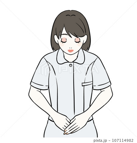 おじぎをする看護師の女性 おじぎをする看護師の女性 107114982