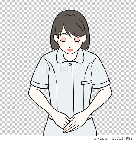 おじぎをする看護師の女性 おじぎをする看護師の女性 107114982
