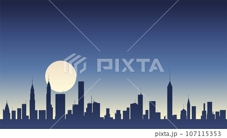Night city vector illustration. Dark urban scape. 107115353