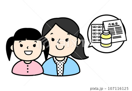 シンプルな人物イラスト　医療　お母さんと子供 107116125