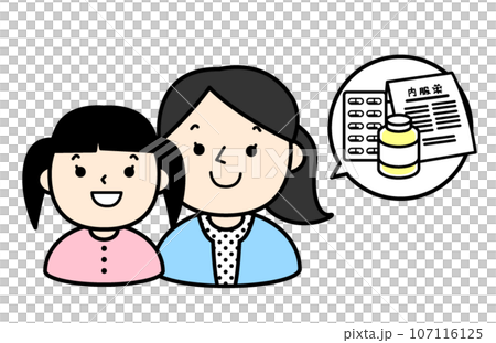 シンプルな人物イラスト　医療　お母さんと子供 107116125