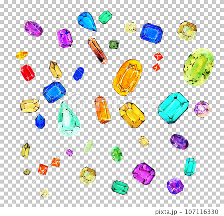 Colorful jewels watercolor illustration Colorful jewels watercolor illustration 107116330
