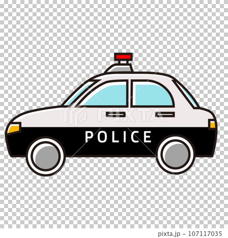 一輛可愛警車的側線畫圖 107117035