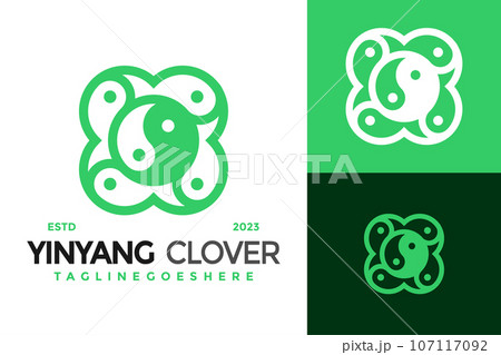 Yinyang Clover Logo design vector symbol icon illustration 107117092