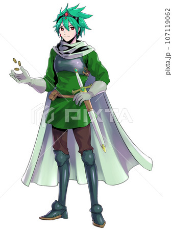 男勇者のイラスト 緑髪 金貨をもてあそんでいる 男勇者のイラスト 緑髪 金貨をもてあそんでいる 107119062