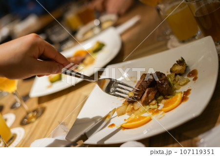 レストランの高級肉料理 107119351