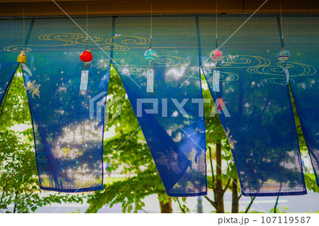 涼しげな模様ののれん 107119587