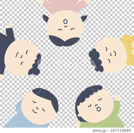 Illustration of children sleeping in a circle 107119889