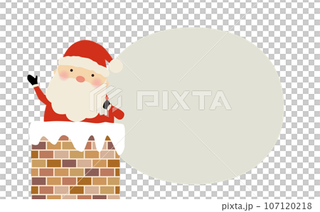 煙突から顔を出すサンタクロースのイラストのイラスト素材 [107120218