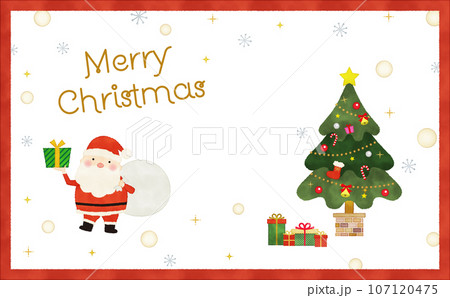 クリスマスツリーとサンタのイラストのクリスマスカード 107120475