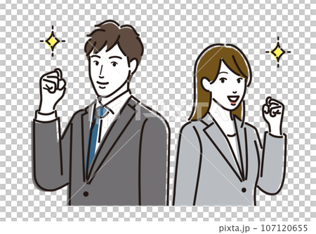 穿著西裝的男人和女人做膽量姿勢 107120655