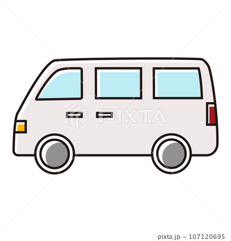 白いワゴン車の横向き線画イラスト 白いワゴン車の横向き線画イラスト 107120695