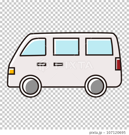 白いワゴン車の横向き線画イラスト 白いワゴン車の横向き線画イラスト 107120695
