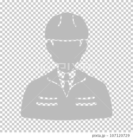 Silhouette illustration of a man wearing work clothes and a helmet, gray 107120729