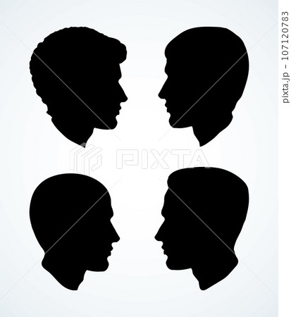 Vintage french wig. Vector drawing 107120783