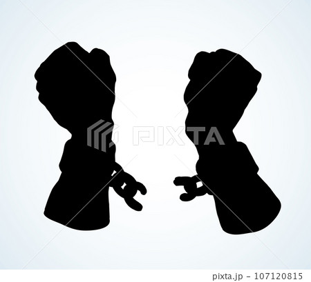 Hands tearing shackles. Vector drawing Hands tearing shackles. Vector drawing 107120815