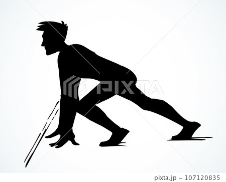 The man at the start. Vector drawing 107120835