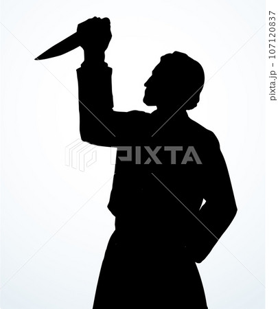 Shadow of the hand holding a big knife 107120837