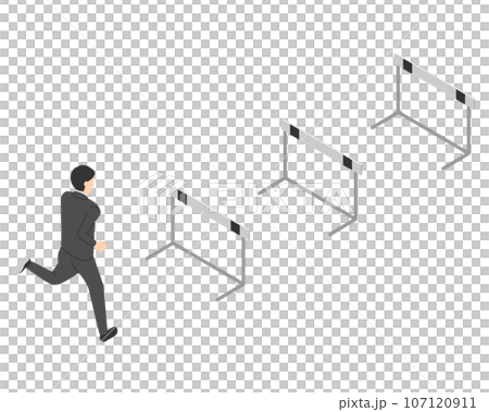Office worker man jumping hurdles / isometric Office worker man jumping hurdles / isometric 107120911