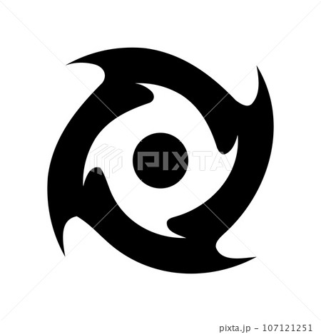 台風の目と台風のシルエットアイコン。ベクター。 107121251