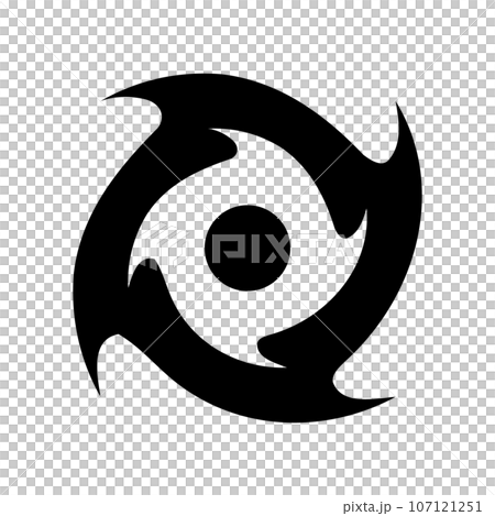 台風の目と台風のシルエットアイコン。ベクター。 107121251