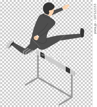 辦公室工作人員男子跳欄 2，等距 107122153