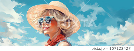 Happy woman 30 years old smiling Happy woman 30 years old smiling 107122427