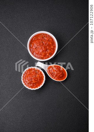 Delicious red Napoletana sauce with onions, salt, spices and herbs Delicious red Napoletana sauce with onions, salt, spices and herbs 107122906