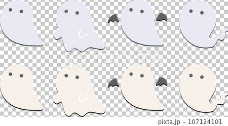 ハロウィン｜影とシルエット｜オフホワイトとグレーのベクター素材アイコンのセット 107124101