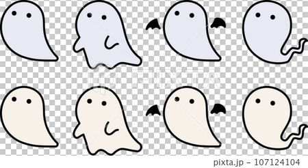 ハロウィン|線とシルエット|オフホワイトとグレーのベクター素材アイコンのセット ハロウィン|線とシルエット|オフホワイトとグレーのベクター素材アイコンのセット 107124104