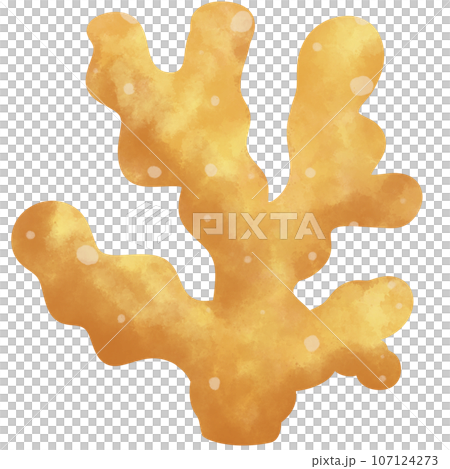 cute draw color water yellow coral , no background 107124273