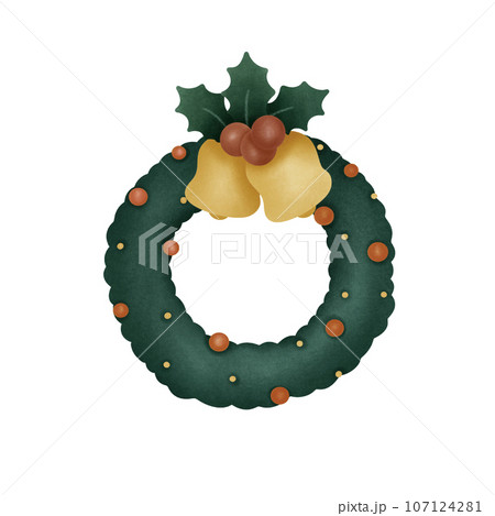 Drawing cute bunch of holly branches for Christmas no background 107124281