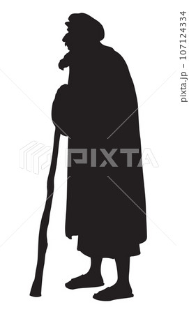Old Jew in national dress. Vector drawing 107124334