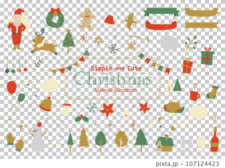 Simple cute Christmas material illustration set 107124423