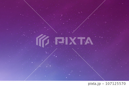 Purple sky. Magic cosmic clouds with stars. Color gradient with constellations. Fantasy wallpaper with northern lights. Soft space texture. Vector illustration 107125570
