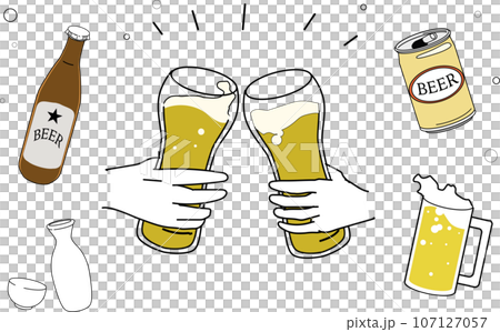 ビールで乾杯_イラストセット ビールで乾杯_イラストセット 107127057