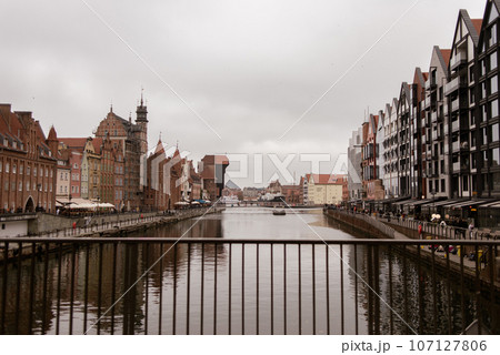 The old town of Gdansk on a cloudy fall day. Gdansk. Poland. High quality photo 107127806
