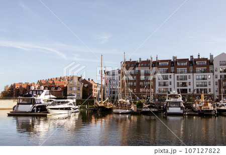 View of the old town of Gdansk on a sunny autumn day. High quality photo View of the old town of Gdansk on a sunny autumn day. High quality photo 107127822