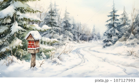 Santa Claus's Christmas mail, a mailbox in a snowy forest. High quality photo Santa Claus's Christmas mail, a mailbox in a snowy forest. High quality photo 107127993