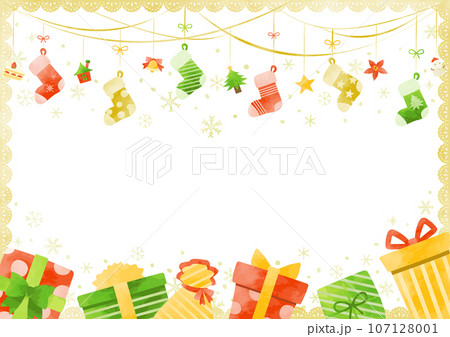 クリスマスのかわいいフレームイラスト 107128001